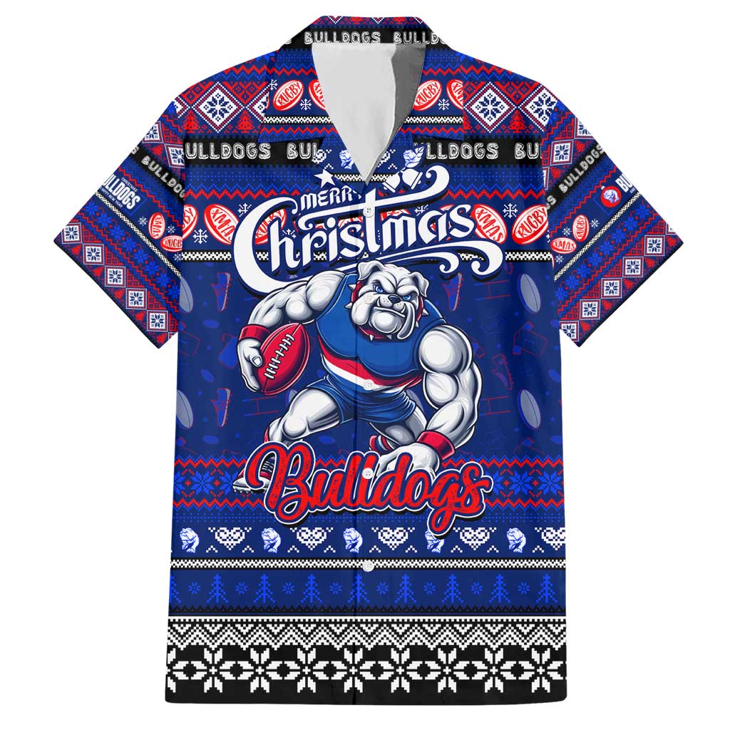 Personalized Bulldogs Football Xmas Hawaiian Shirt Australia AFL Mascot - Vibe Hoodie Shop