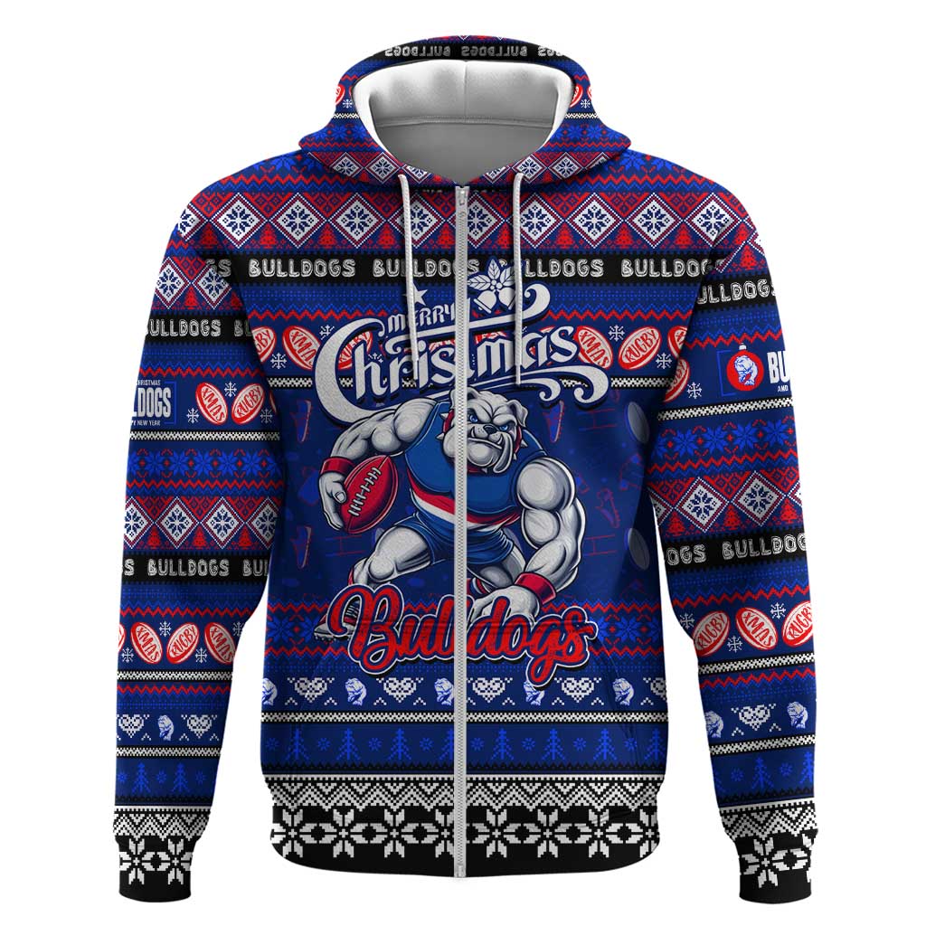 Personalized Bulldogs Football Xmas Hoodie Australia AFL Mascot - Vibe Hoodie Shop