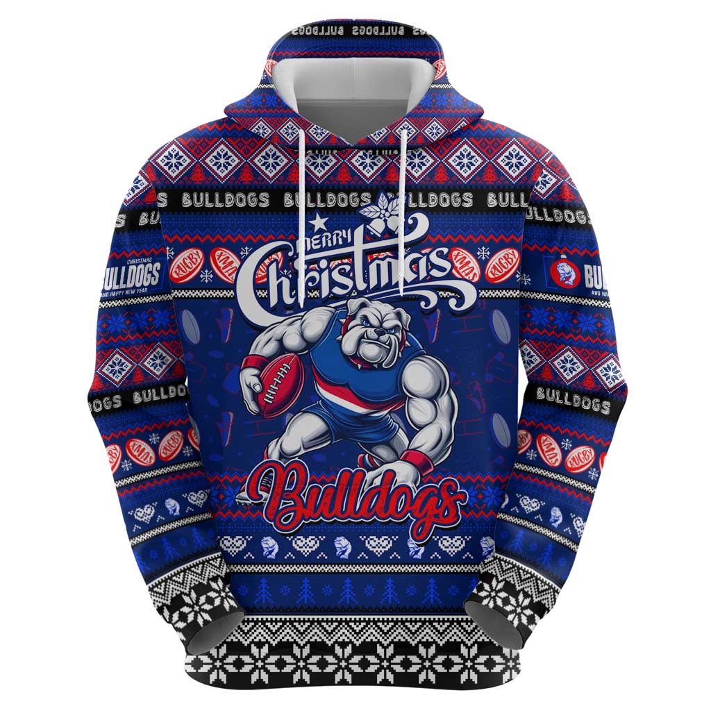 Personalized Bulldogs Football Xmas Hoodie Australia AFL Mascot - Vibe Hoodie Shop