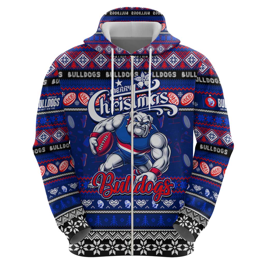 Personalized Bulldogs Football Xmas Hoodie Australia AFL Mascot - Vibe Hoodie Shop