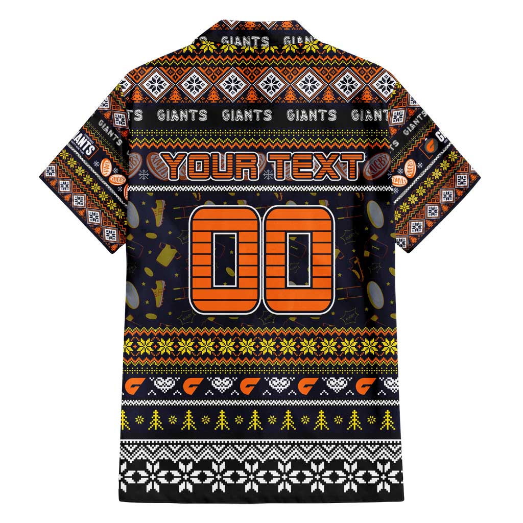Personalized Giants Rugby Xmas Family Matching Long Sleeve Bodycon Dress and Hawaiian Shirt Australia AFL Mascot