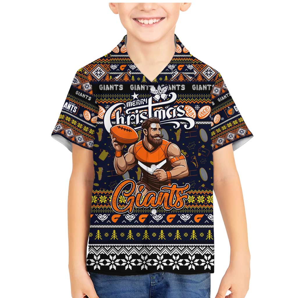 Personalized Giants Rugby Xmas Family Matching Mermaid Dress and Hawaiian Shirt Australia AFL Mascot
