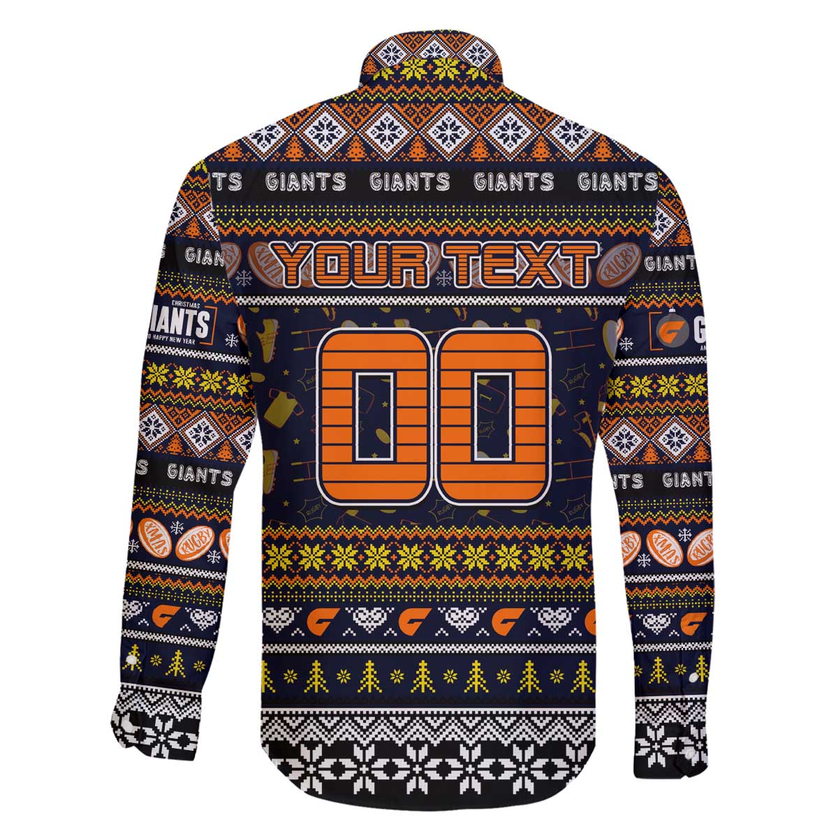 Personalized Giants Rugby Xmas Family Matching Off The Shoulder Long Sleeve Dress and Hawaiian Shirt Australia AFL Mascot