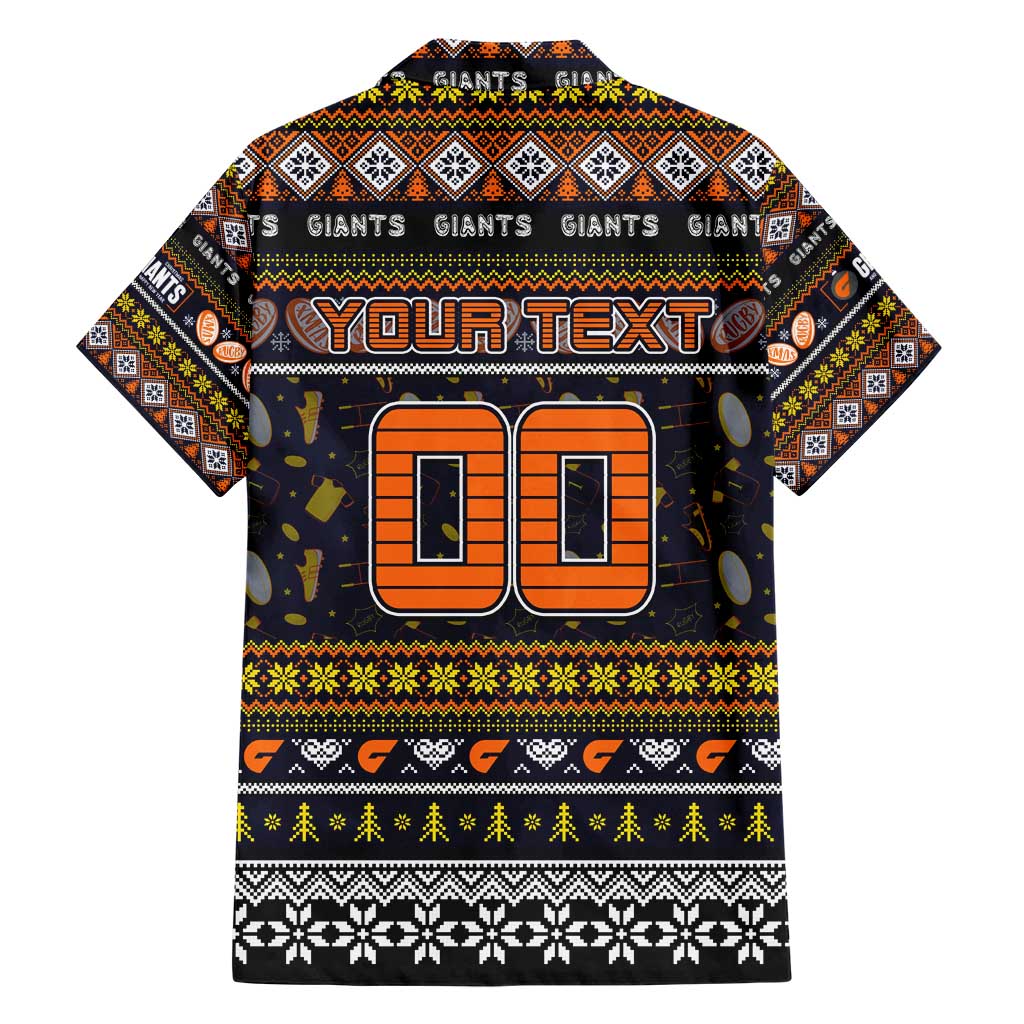 Personalized Giants Rugby Xmas Family Matching Short Sleeve Bodycon Dress and Hawaiian Shirt Australia AFL Mascot