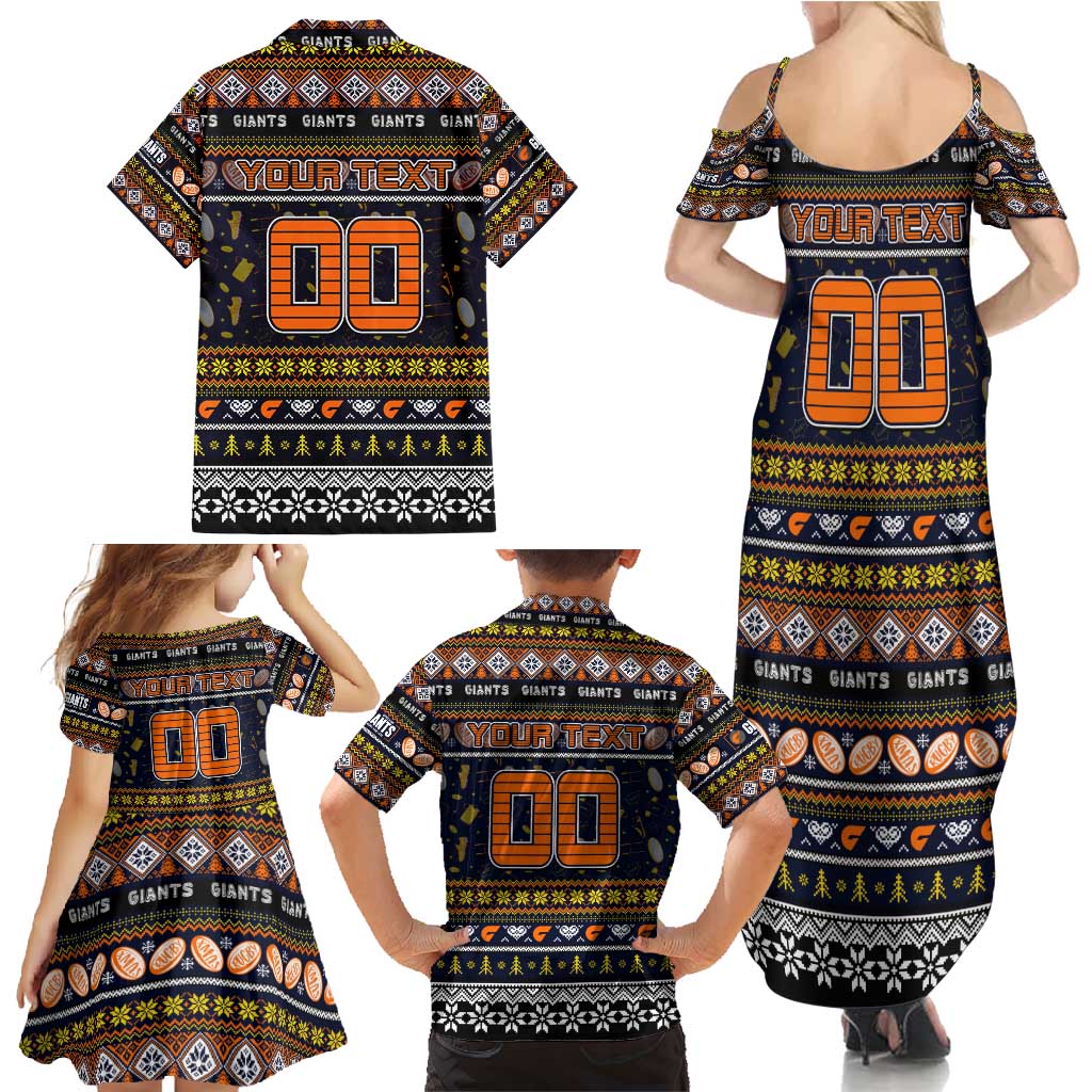 Personalized Giants Rugby Xmas Family Matching Summer Maxi Dress and Hawaiian Shirt Australia AFL Mascot