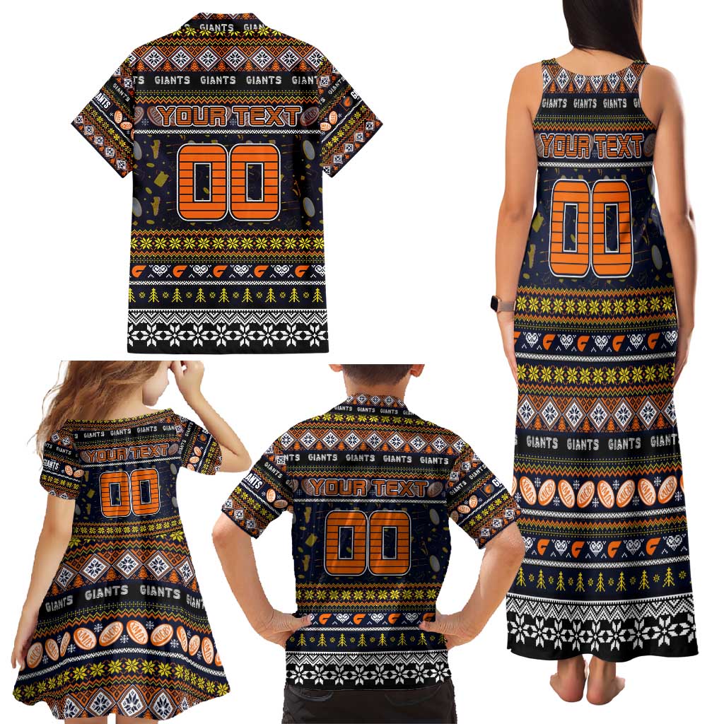 Personalized Giants Rugby Xmas Family Matching Tank Maxi Dress and Hawaiian Shirt Australia AFL Mascot