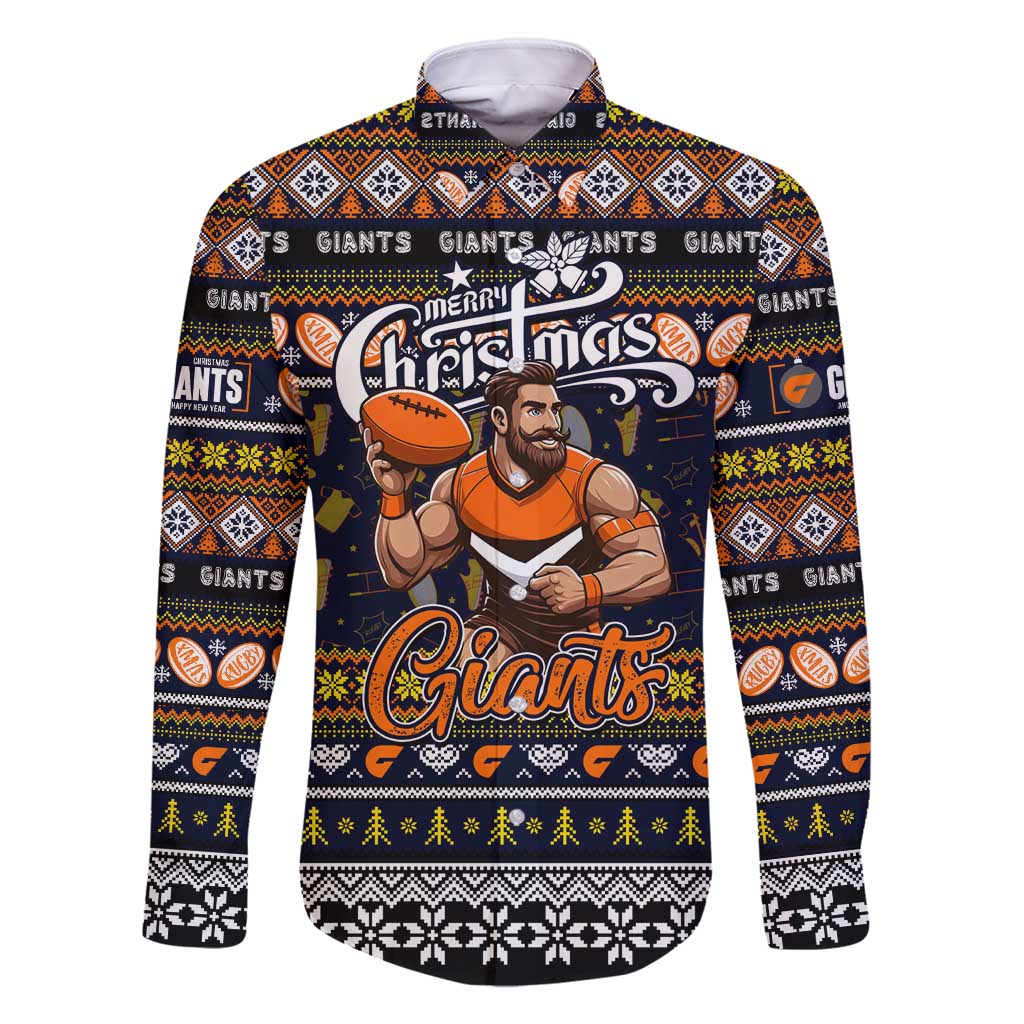 Personalized Giants Rugby Xmas Family Matching Tank Maxi Dress and Hawaiian Shirt Australia AFL Mascot