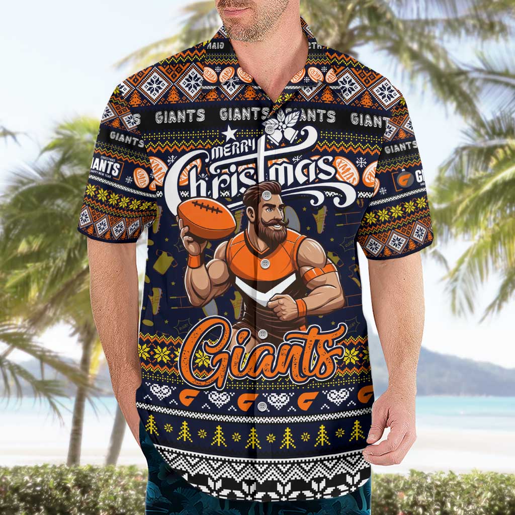 Personalized Giants Football Xmas Hawaiian Shirt Australia AFL Mascot - Vibe Hoodie Shop