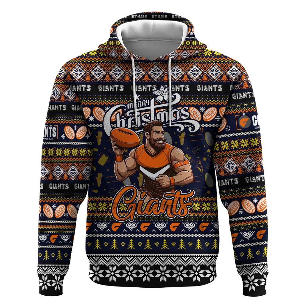 Personalized Giants Football Xmas Hoodie Australia AFL Mascot - Vibe Hoodie Shop