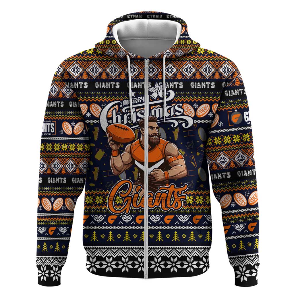 Personalized Giants Football Xmas Hoodie Australia AFL Mascot - Vibe Hoodie Shop