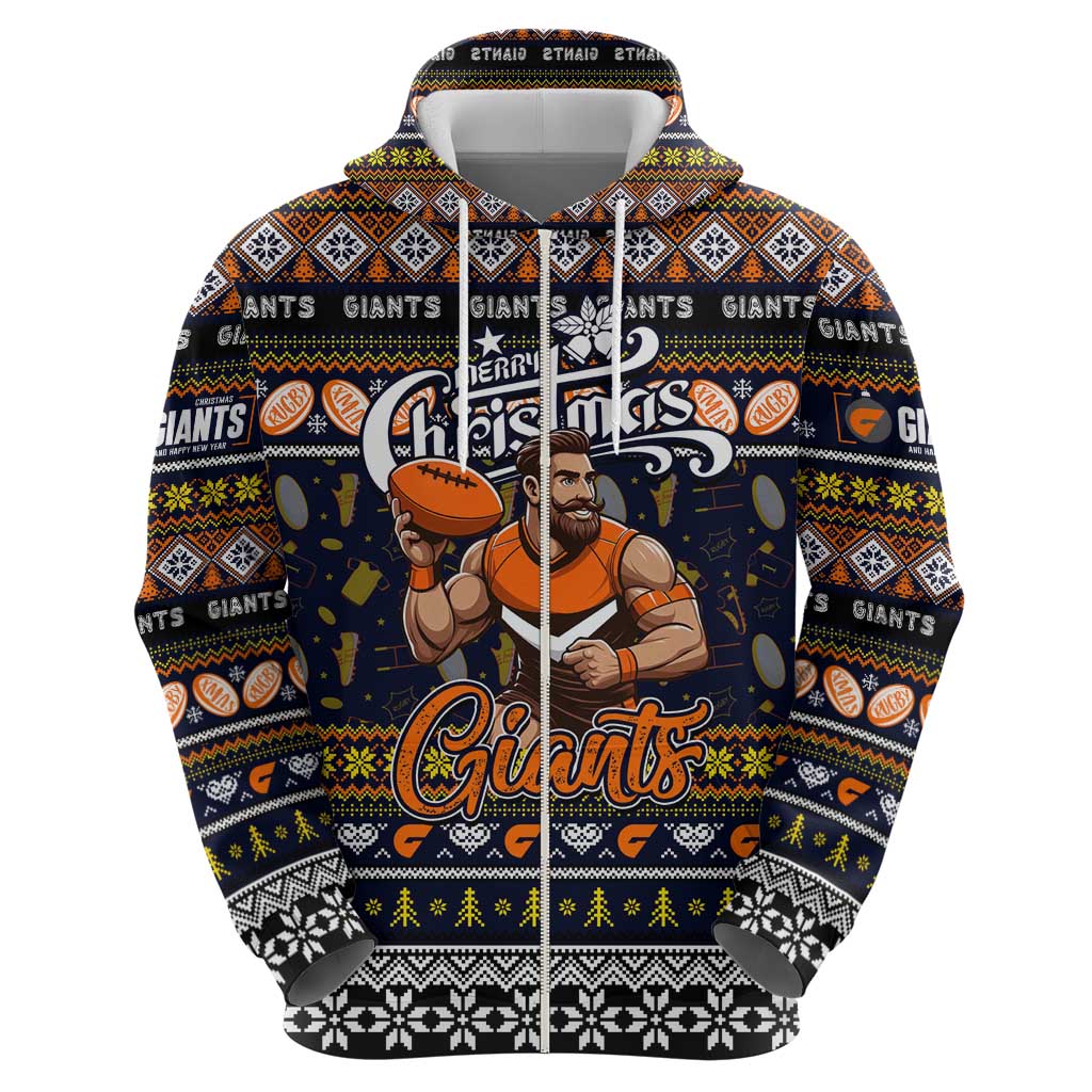 Personalized Giants Football Xmas Hoodie Australia AFL Mascot - Vibe Hoodie Shop