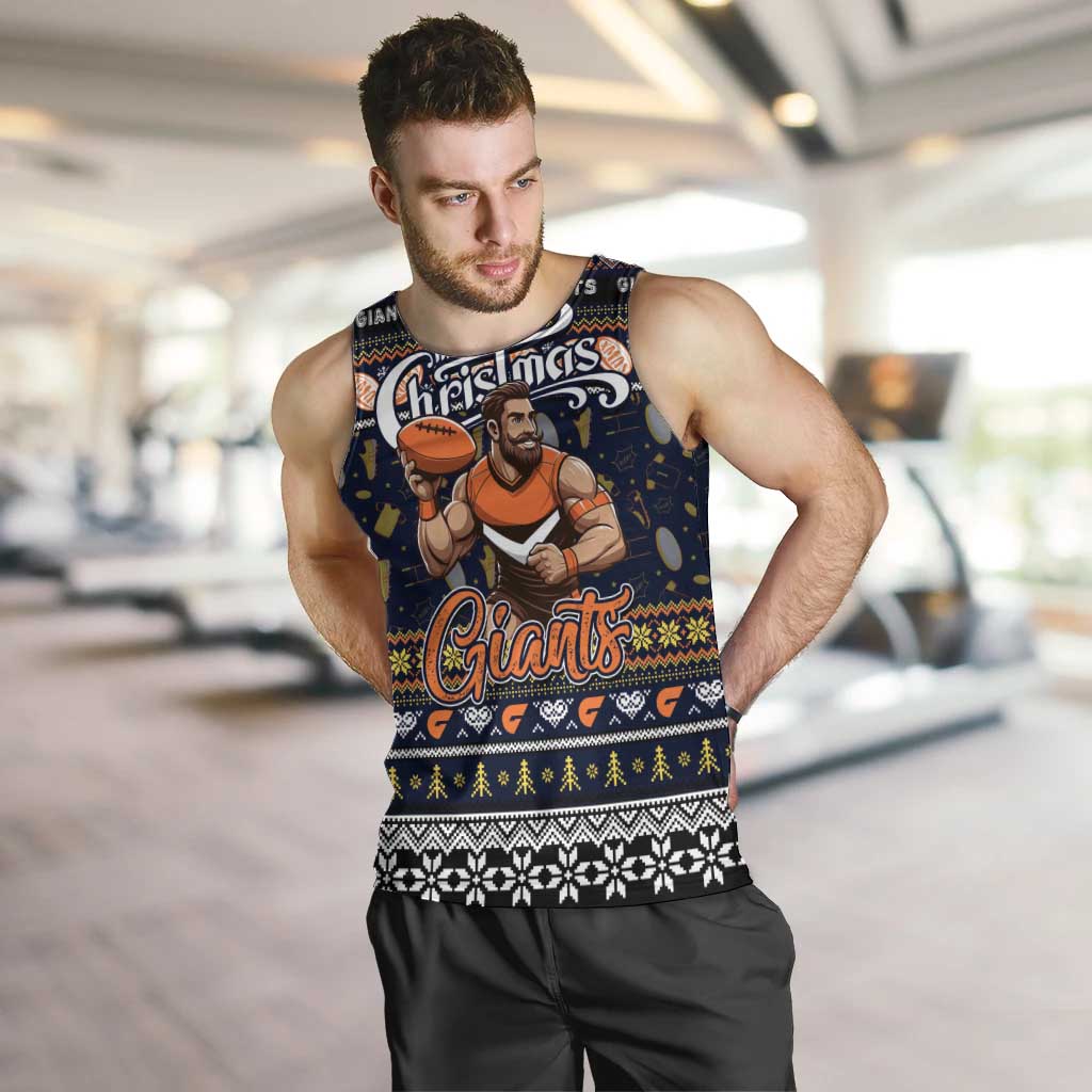 Personalized Giants Football Xmas Men Tank Top Australia AFL Mascot - Vibe Hoodie Shop