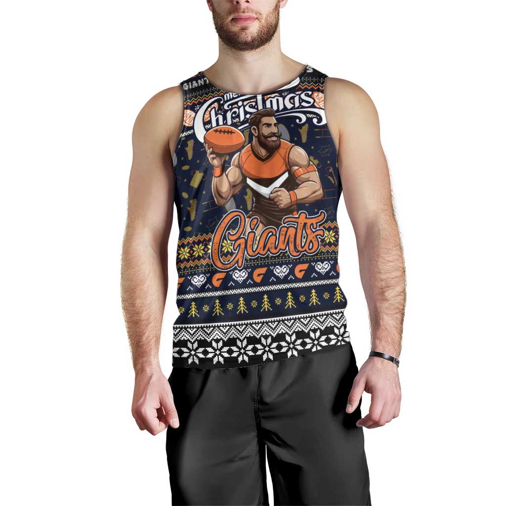 Personalized Giants Football Xmas Men Tank Top Australia AFL Mascot - Vibe Hoodie Shop