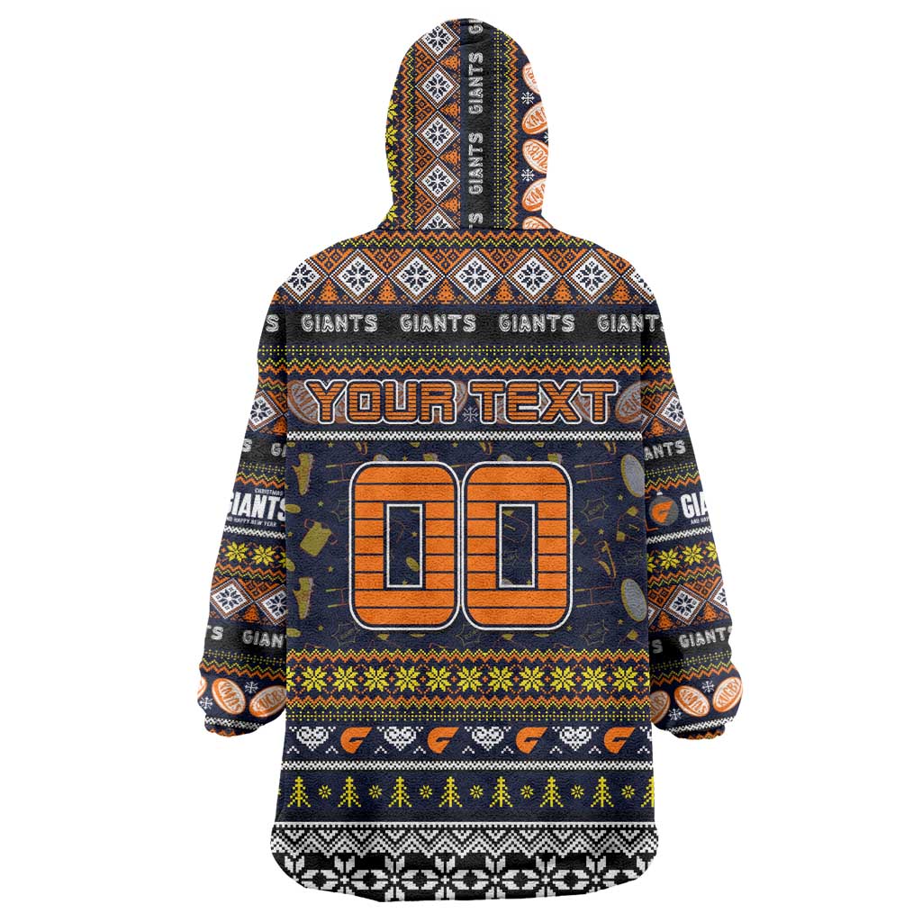 Personalized Giants Football Xmas Wearable Blanket Hoodie Australia AFL Mascot - Vibe Hoodie Shop