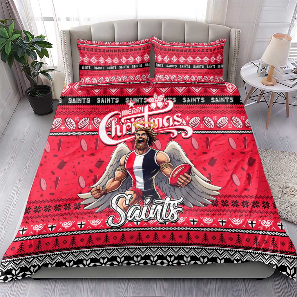 Saints Football Xmas Bedding Set Australia AFL Mascot - Vibe Hoodie Shop