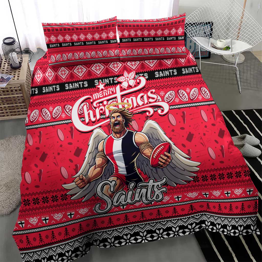Saints Football Xmas Bedding Set Australia AFL Mascot - Vibe Hoodie Shop