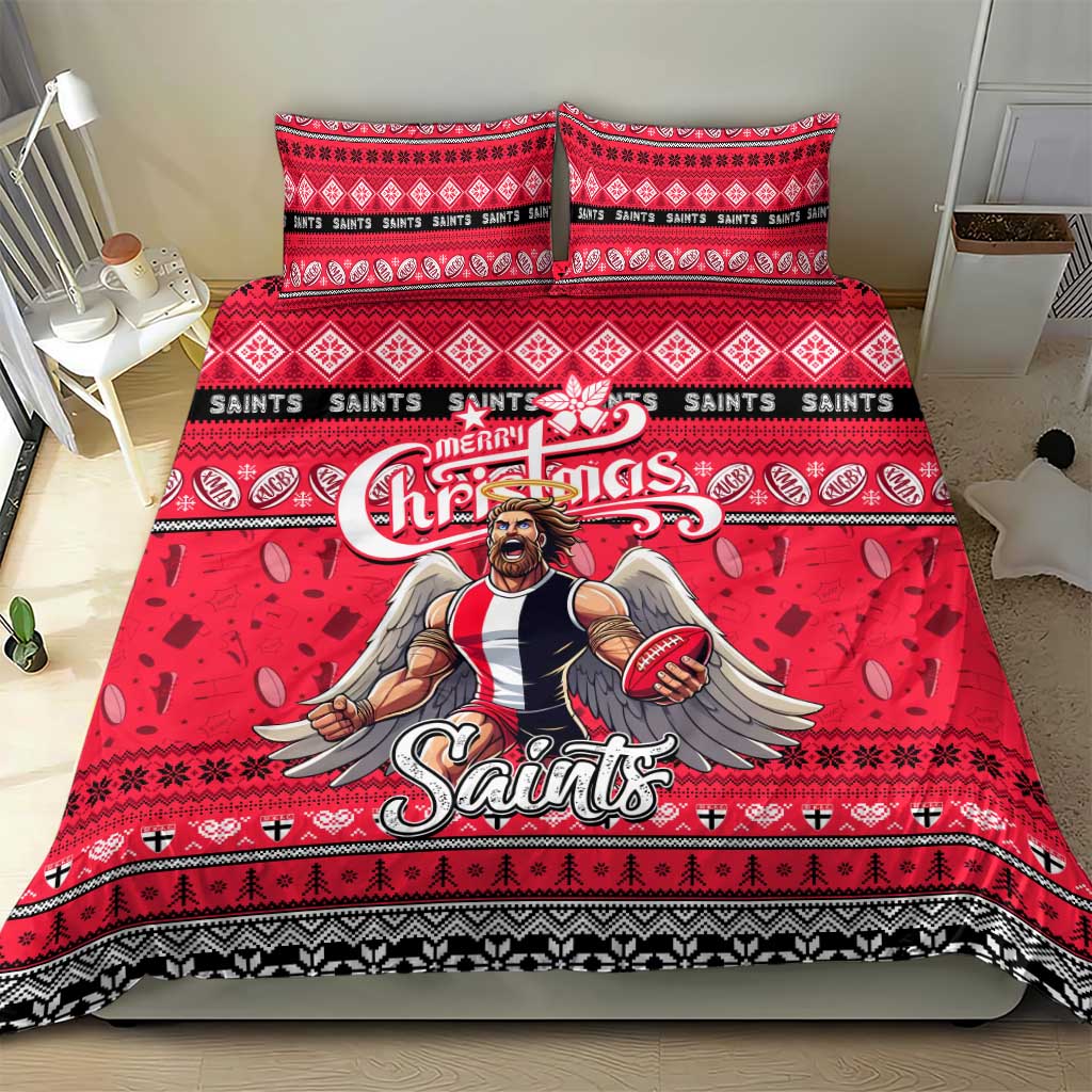Saints Football Xmas Bedding Set Australia AFL Mascot - Vibe Hoodie Shop