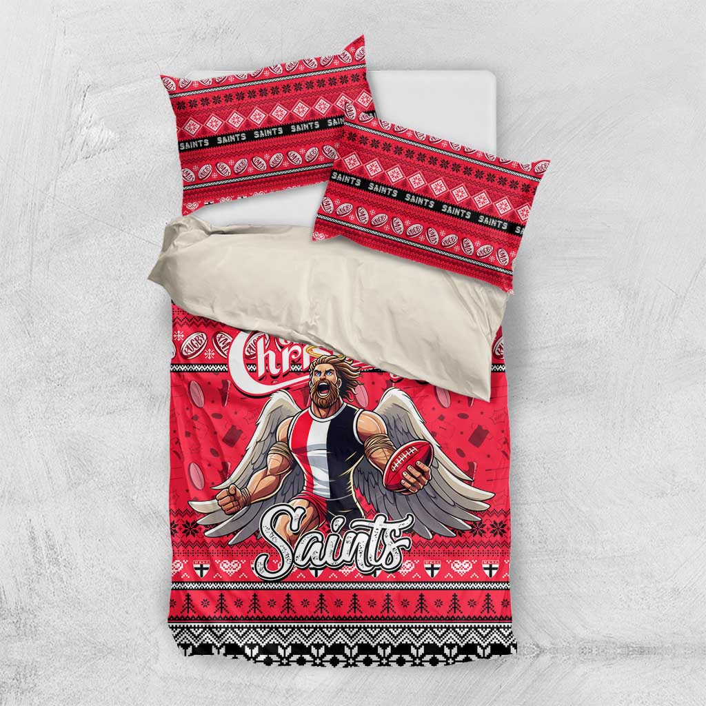 Saints Football Xmas Bedding Set Australia AFL Mascot - Vibe Hoodie Shop