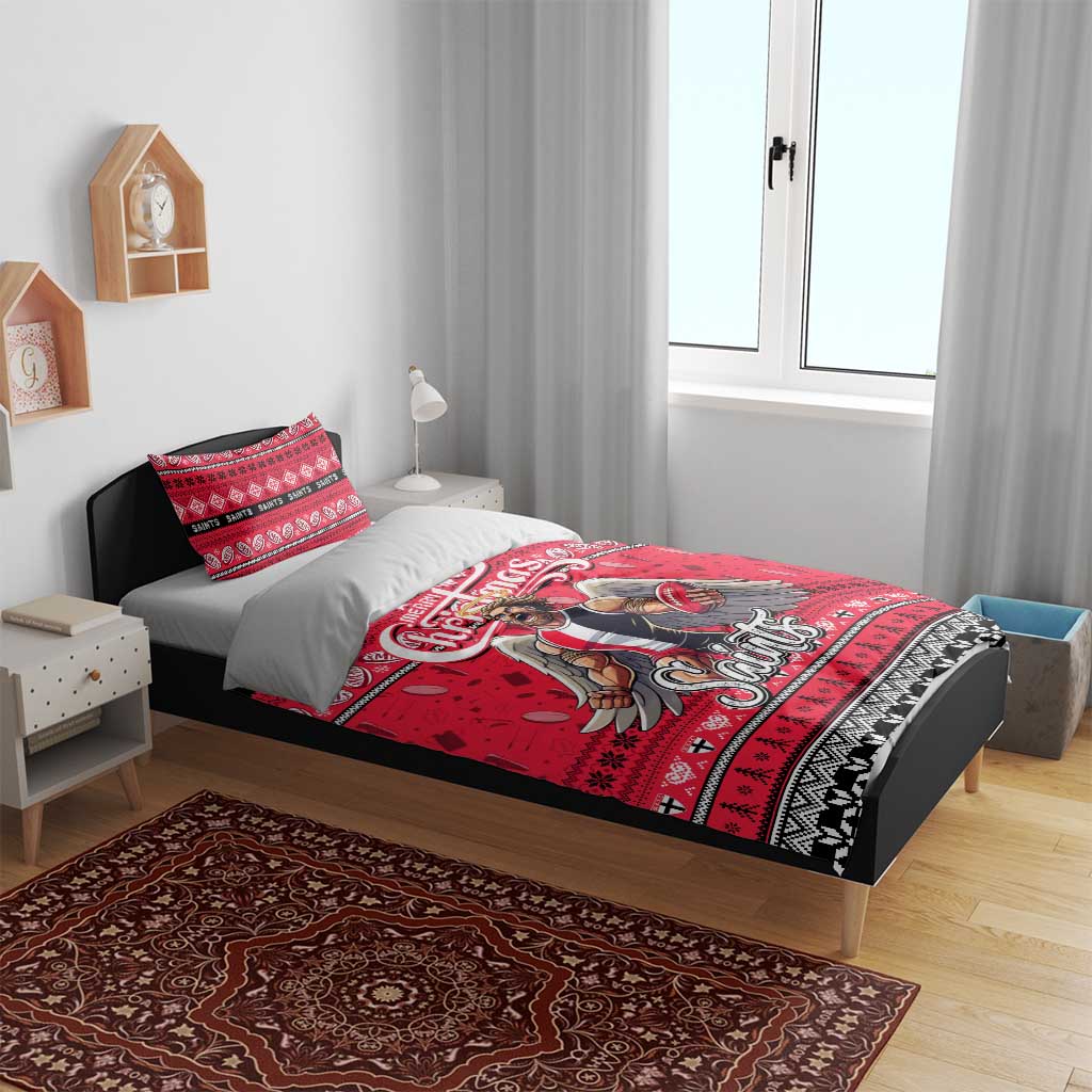 Saints Football Xmas Bedding Set Australia AFL Mascot - Vibe Hoodie Shop