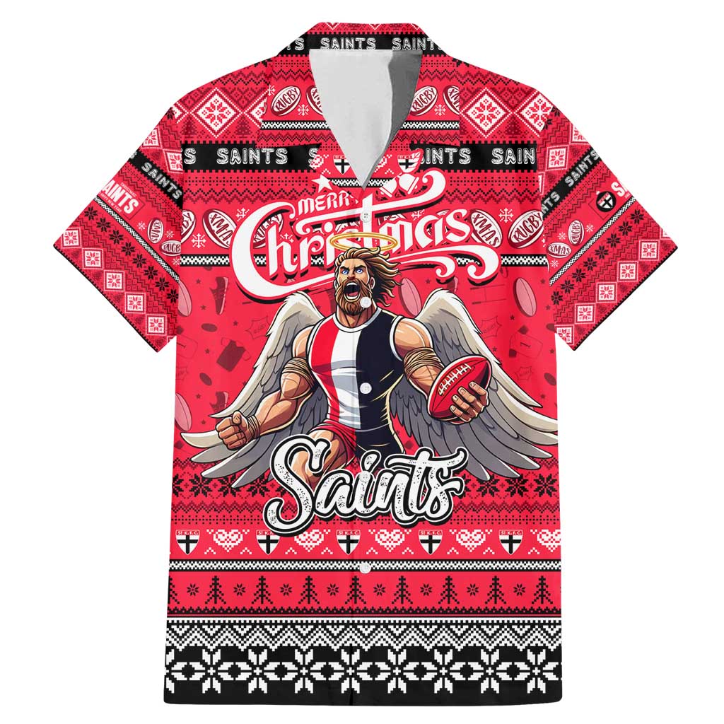 Personalized Saints Rugby Xmas Family Matching Mermaid Dress and Hawaiian Shirt Australia AFL Mascot