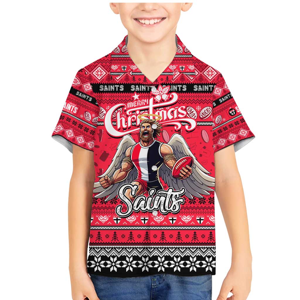 Personalized Saints Rugby Xmas Family Matching Mermaid Dress and Hawaiian Shirt Australia AFL Mascot