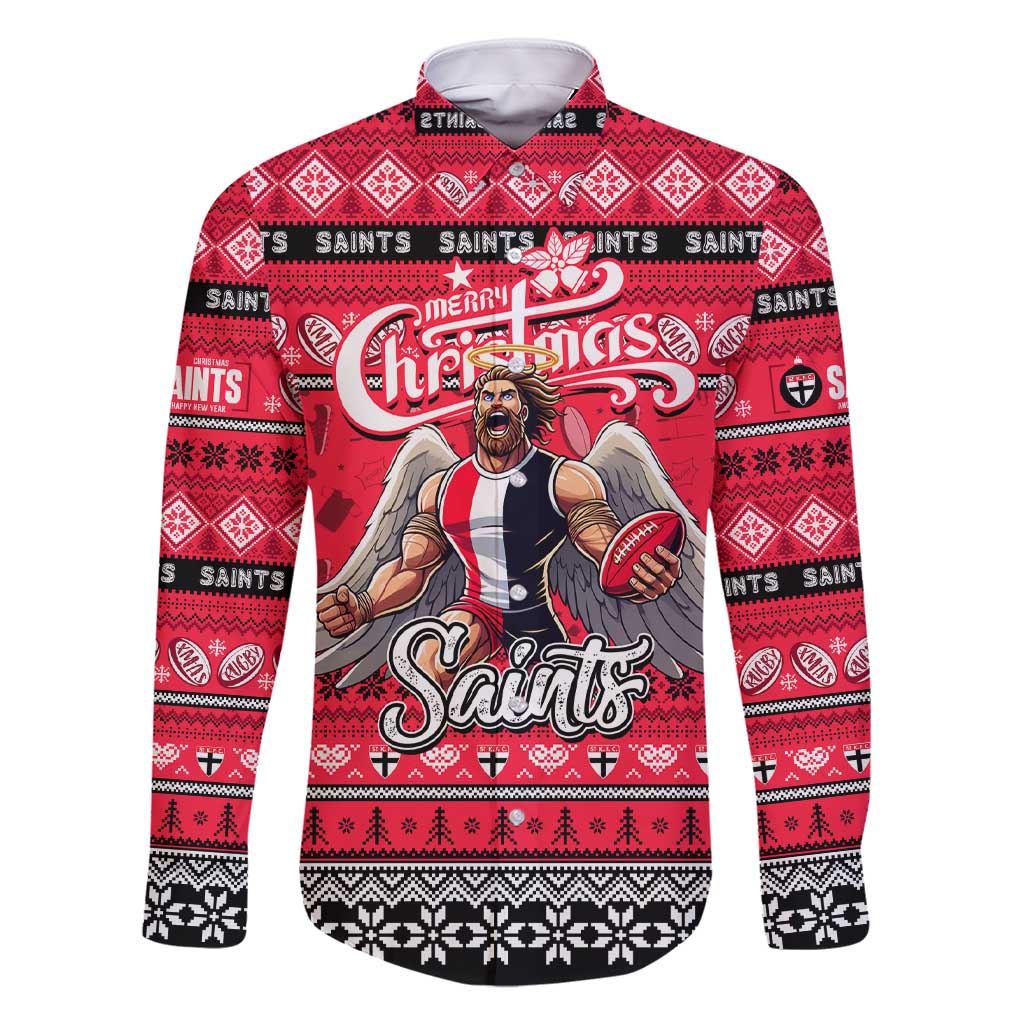 Personalized Saints Rugby Xmas Family Matching Short Sleeve Bodycon Dress and Hawaiian Shirt Australia AFL Mascot