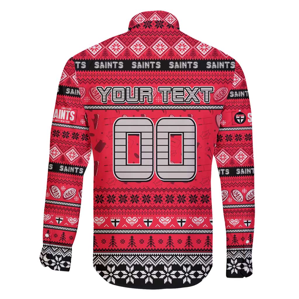 Personalized Saints Rugby Xmas Family Matching Short Sleeve Bodycon Dress and Hawaiian Shirt Australia AFL Mascot