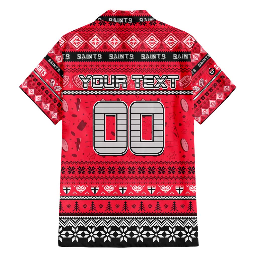 Personalized Saints Rugby Xmas Family Matching Tank Maxi Dress and Hawaiian Shirt Australia AFL Mascot