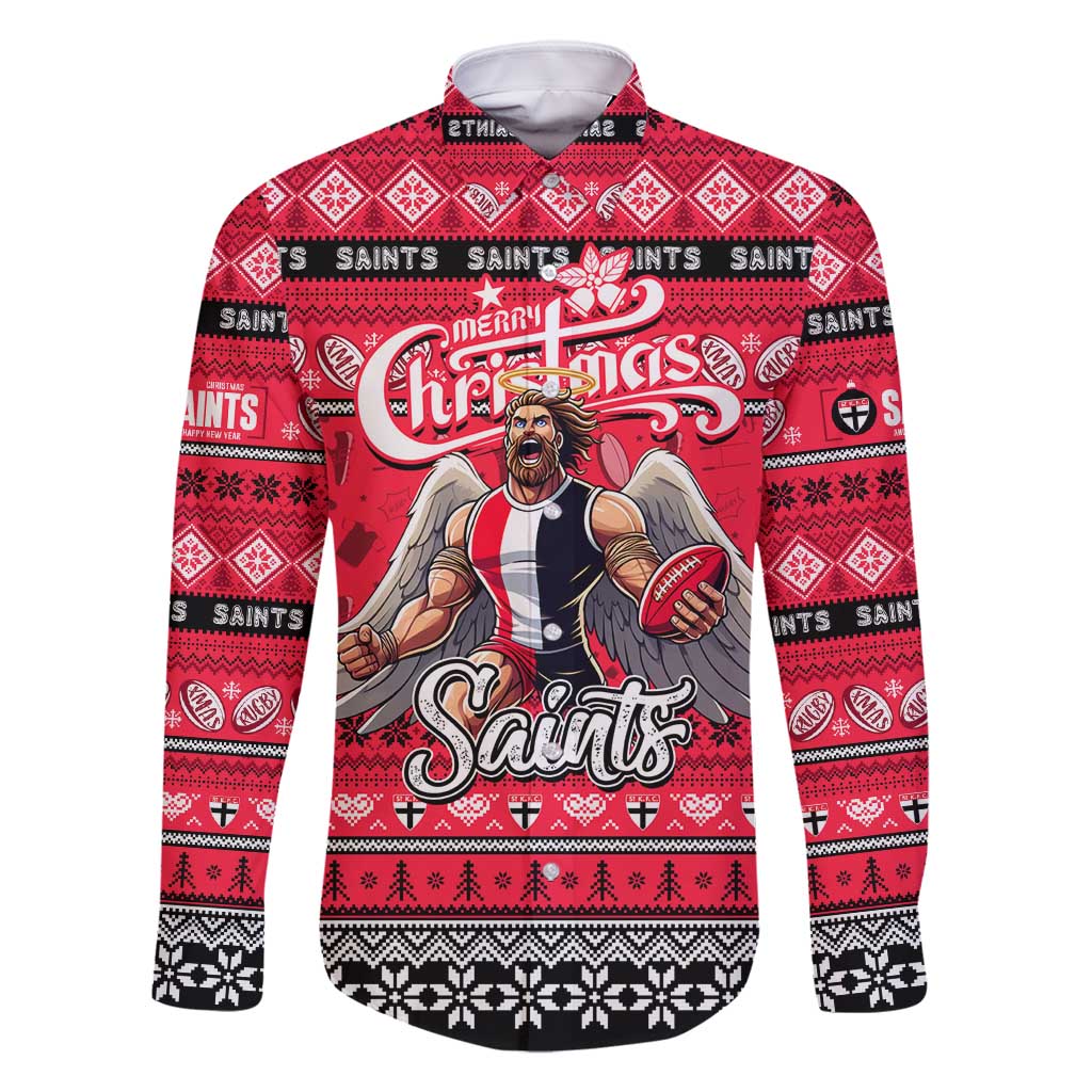 Personalized Saints Rugby Xmas Family Matching Tank Maxi Dress and Hawaiian Shirt Australia AFL Mascot