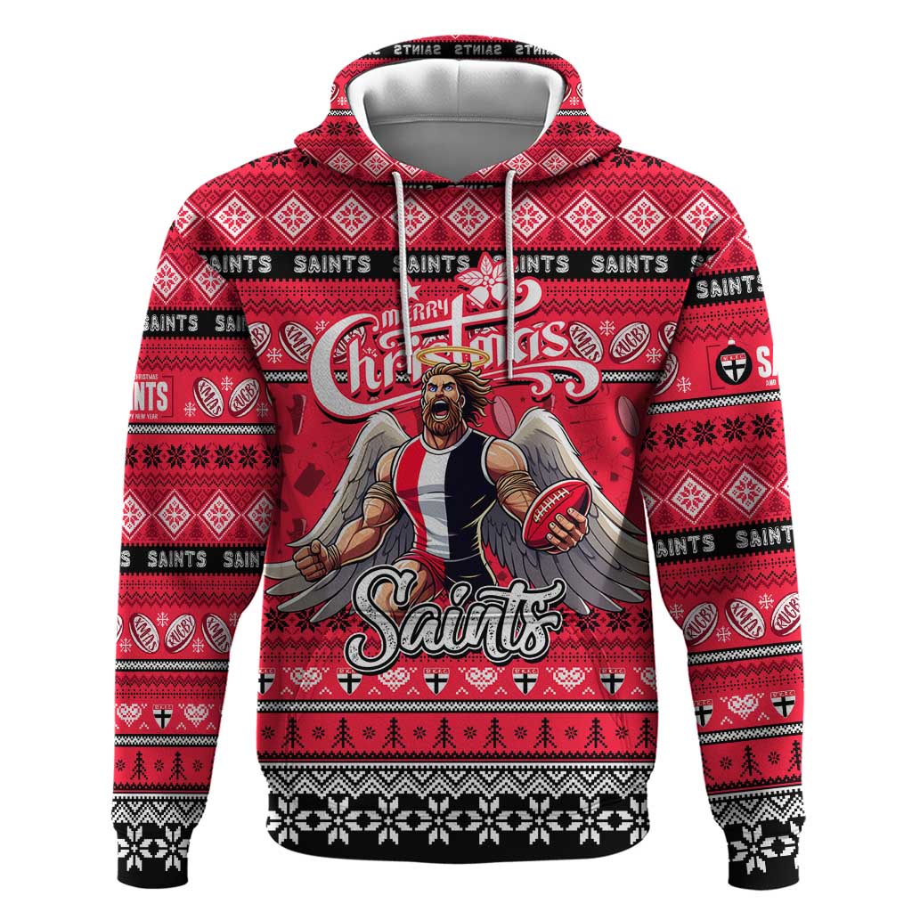Personalized Saints Football Xmas Hoodie Australia AFL Mascot - Vibe Hoodie Shop