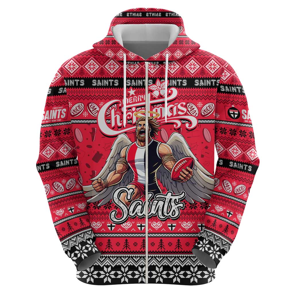 Personalized Saints Football Xmas Hoodie Australia AFL Mascot - Vibe Hoodie Shop