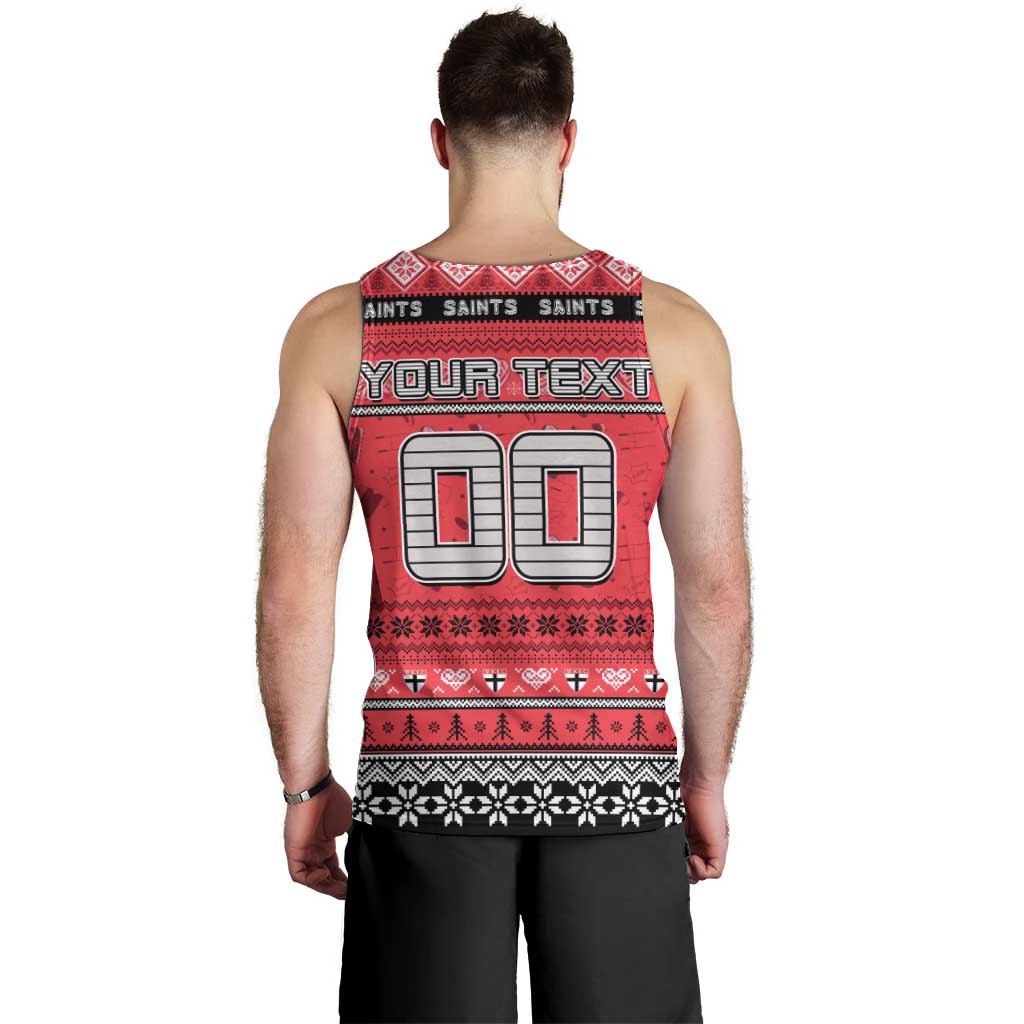 Personalized Saints Football Xmas Men Tank Top Australia AFL Mascot - Vibe Hoodie Shop
