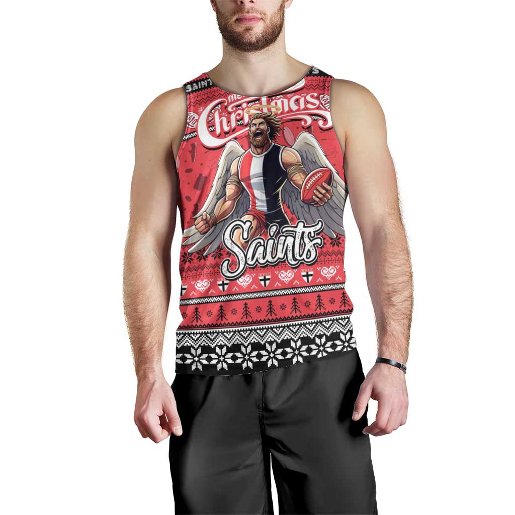 Personalized Saints Football Xmas Men Tank Top Australia AFL Mascot - Vibe Hoodie Shop