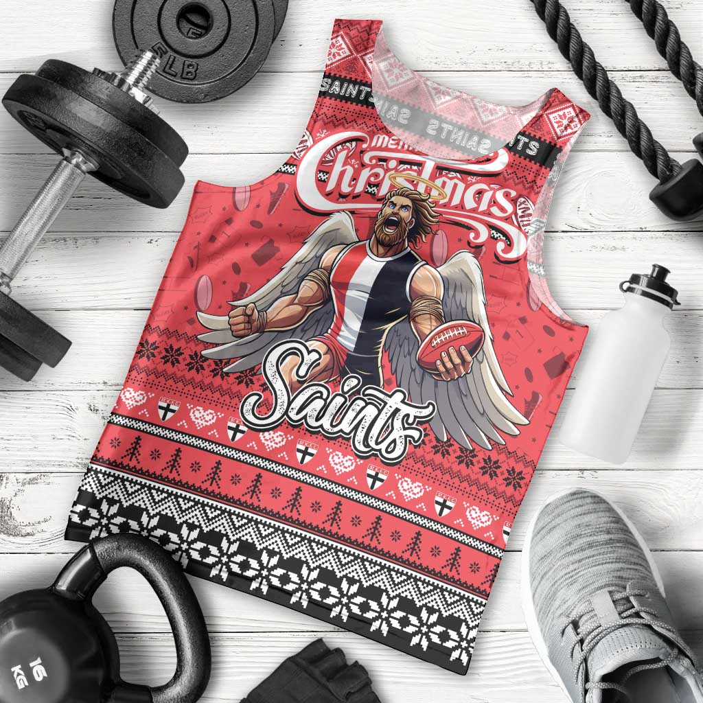 Personalized Saints Football Xmas Men Tank Top Australia AFL Mascot - Vibe Hoodie Shop