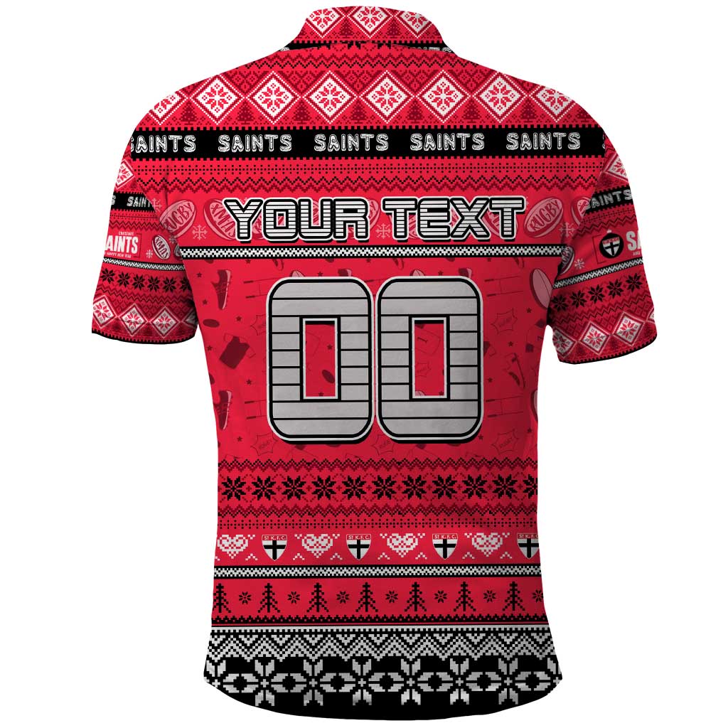 Personalized Saints Football Xmas Polo Shirt Australia AFL Mascot - Vibe Hoodie Shop