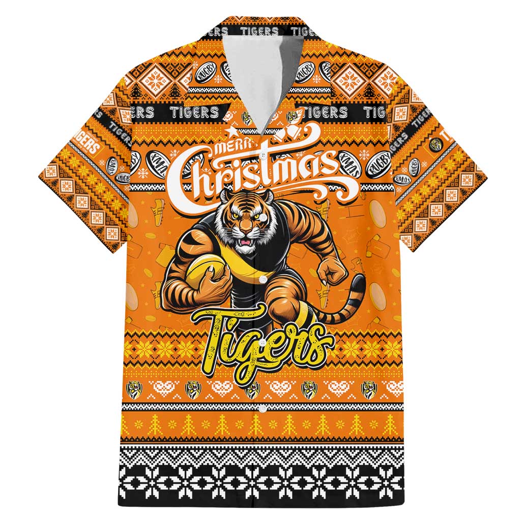 Personalized Tigers Rugby Xmas Family Matching Mermaid Dress and Hawaiian Shirt Australia AFL Mascot