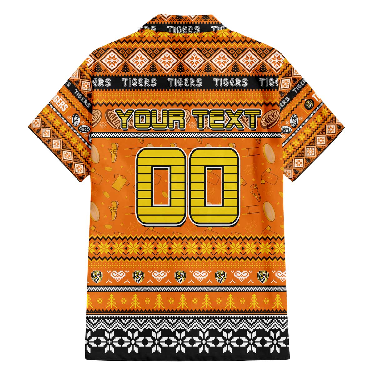 Personalized Tigers Rugby Xmas Family Matching Off The Shoulder Long Sleeve Dress and Hawaiian Shirt Australia AFL Mascot