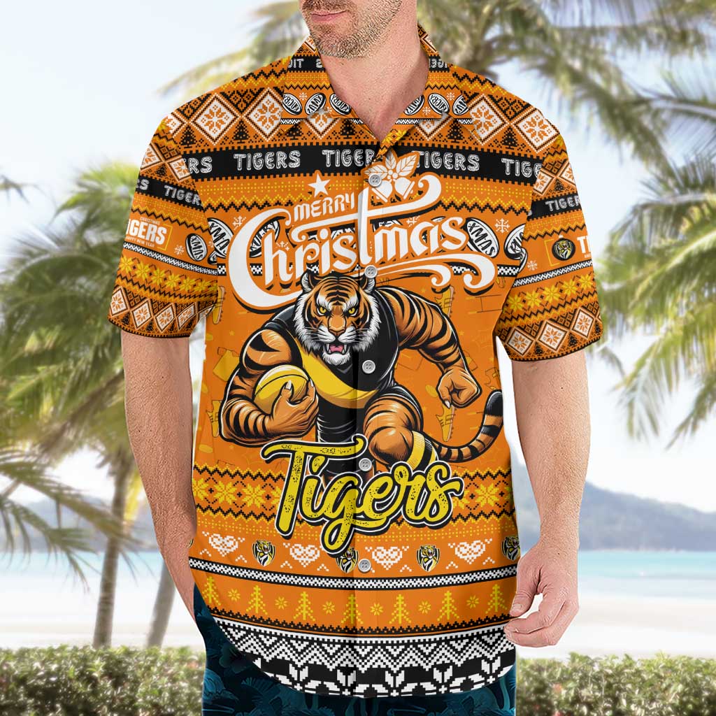 Personalized Tigers Football Xmas Hawaiian Shirt Australia AFL Mascot - Vibe Hoodie Shop