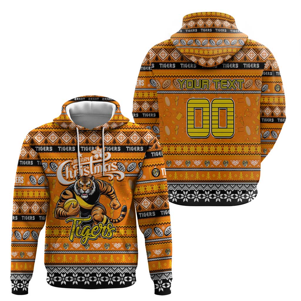 Personalized Tigers Football Xmas Hoodie Australia AFL Mascot - Vibe Hoodie Shop