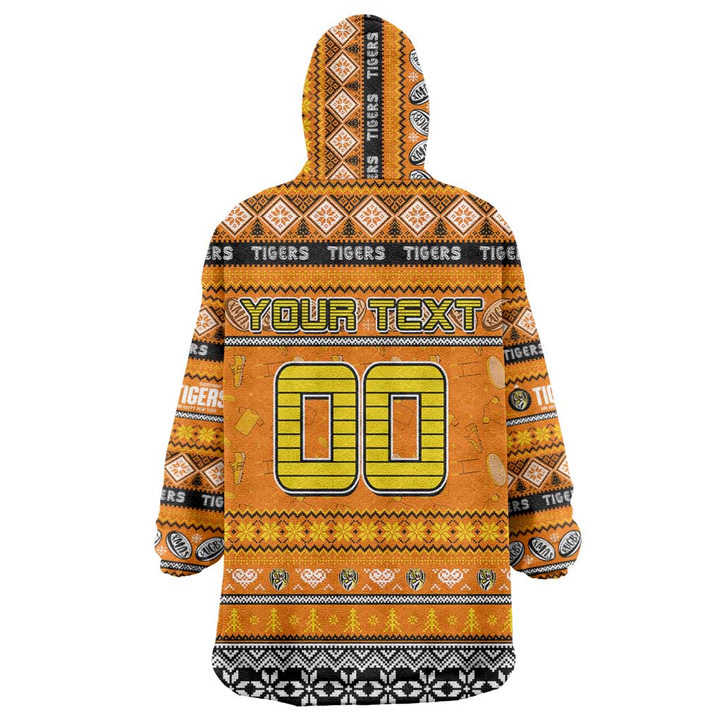 Personalized Tigers Football Xmas Wearable Blanket Hoodie Australia AFL Mascot - Vibe Hoodie Shop