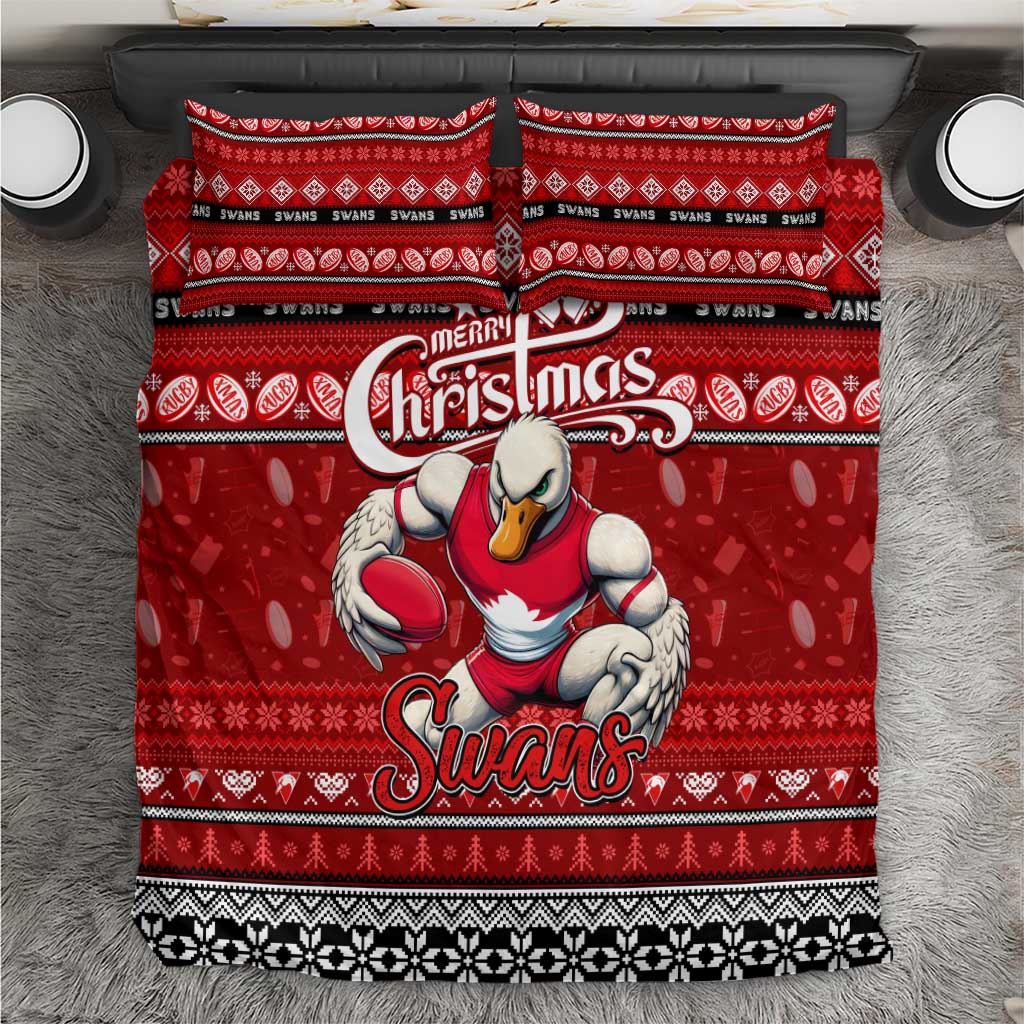 Swans Football Xmas Bedding Set Australia AFL Mascot - Vibe Hoodie Shop
