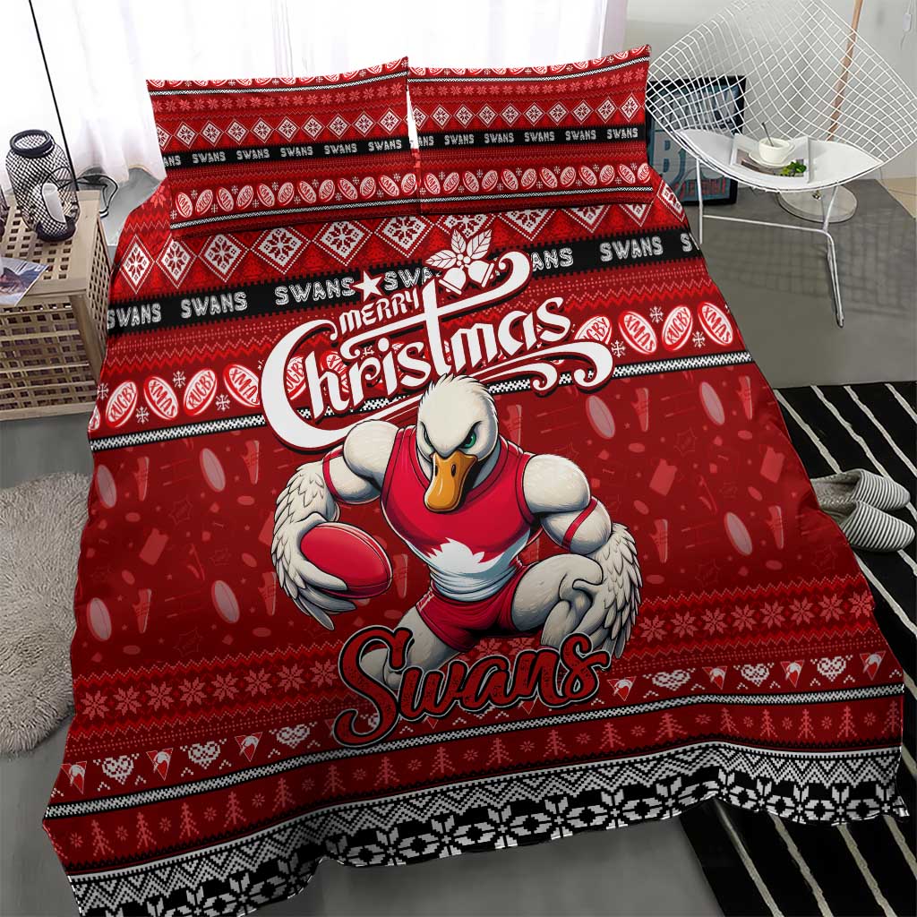 Swans Football Xmas Bedding Set Australia AFL Mascot - Vibe Hoodie Shop