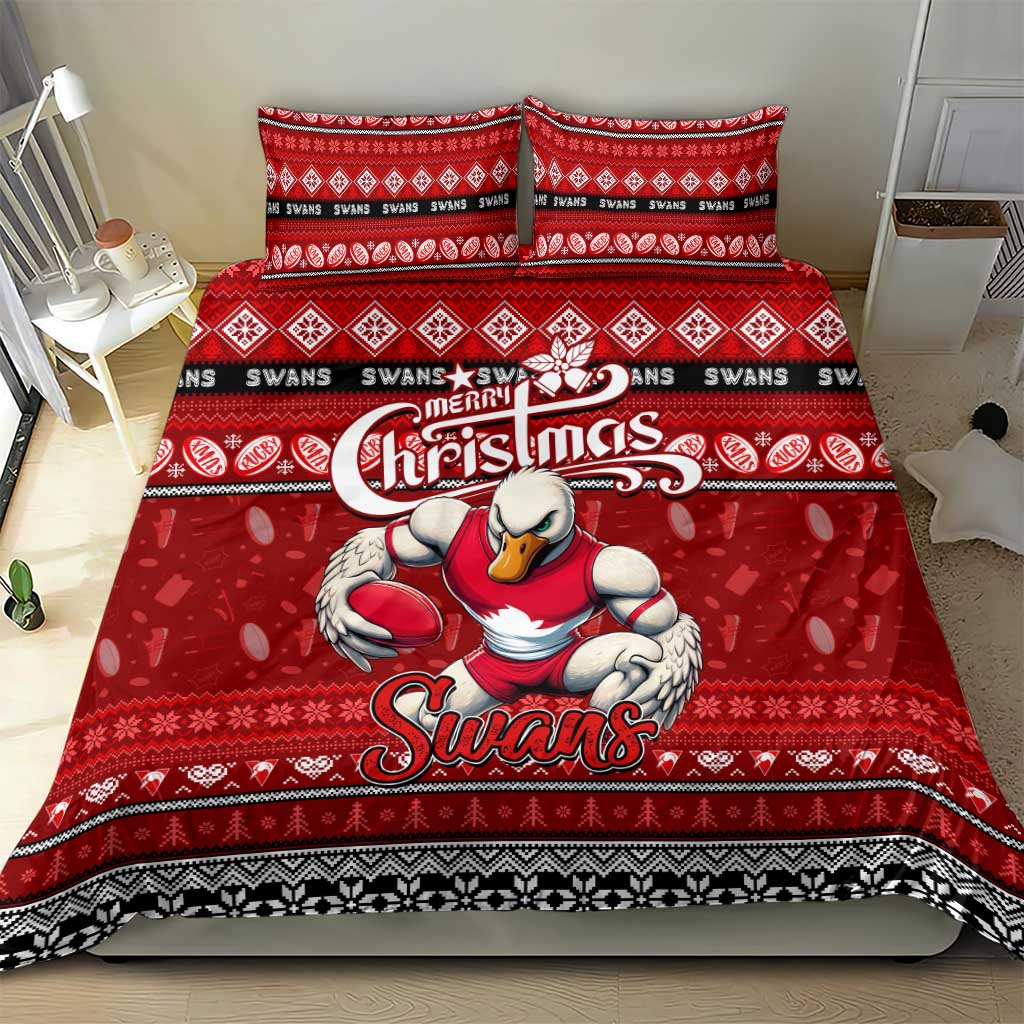 Swans Football Xmas Bedding Set Australia AFL Mascot - Vibe Hoodie Shop