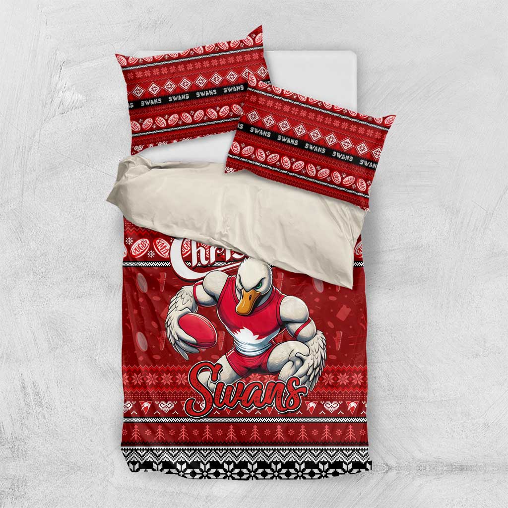 Swans Football Xmas Bedding Set Australia AFL Mascot - Vibe Hoodie Shop