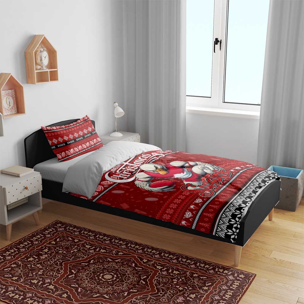 Swans Football Xmas Bedding Set Australia AFL Mascot - Vibe Hoodie Shop