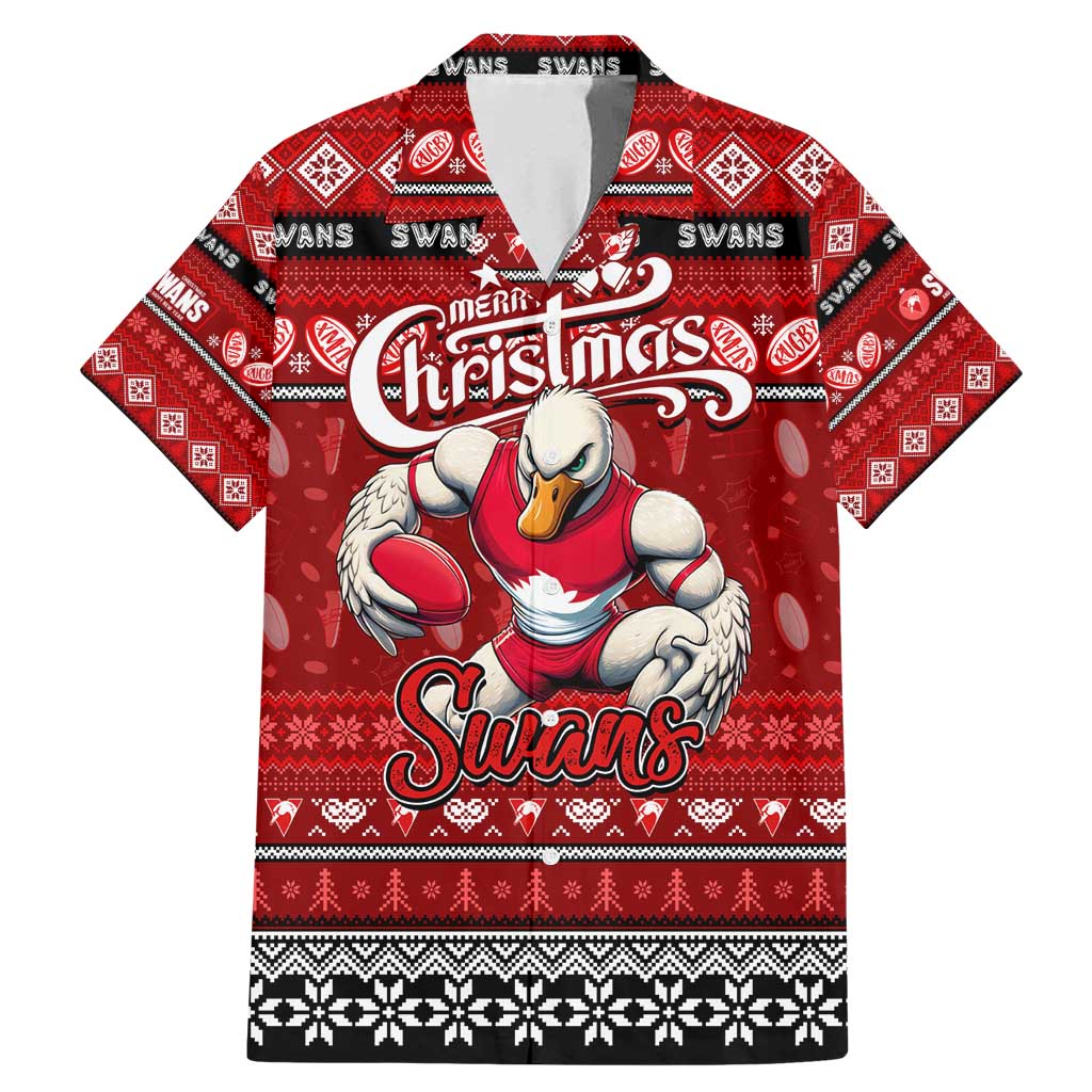 Personalized Swans Rugby Xmas Family Matching Mermaid Dress and Hawaiian Shirt Australia AFL Mascot