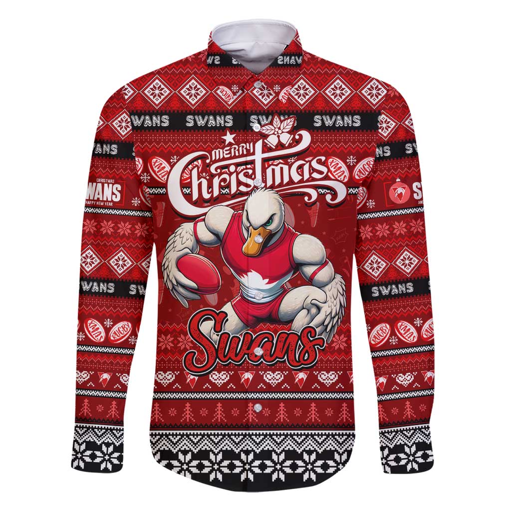 Personalized Swans Rugby Xmas Family Matching Mermaid Dress and Hawaiian Shirt Australia AFL Mascot