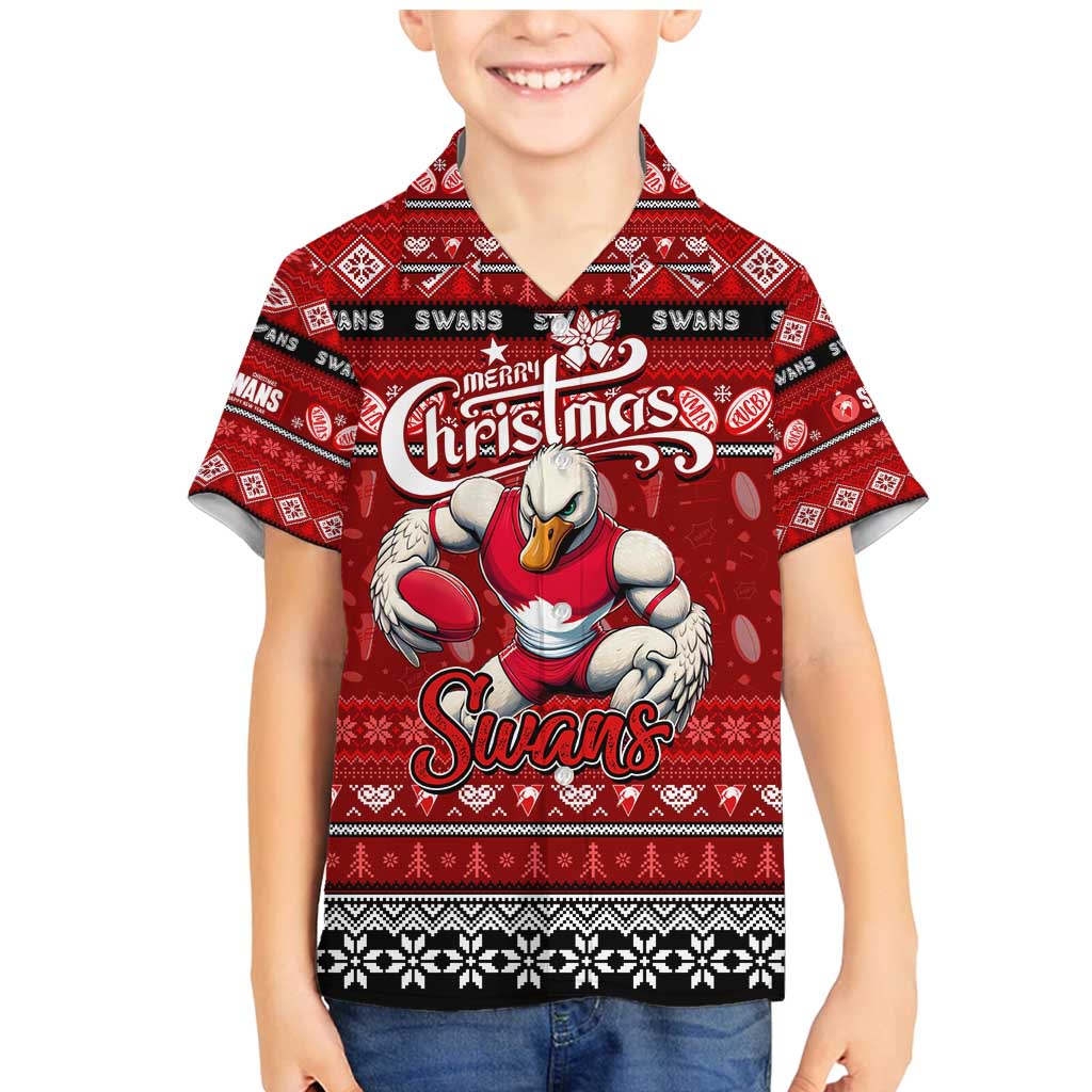 Personalized Swans Rugby Xmas Family Matching Mermaid Dress and Hawaiian Shirt Australia AFL Mascot