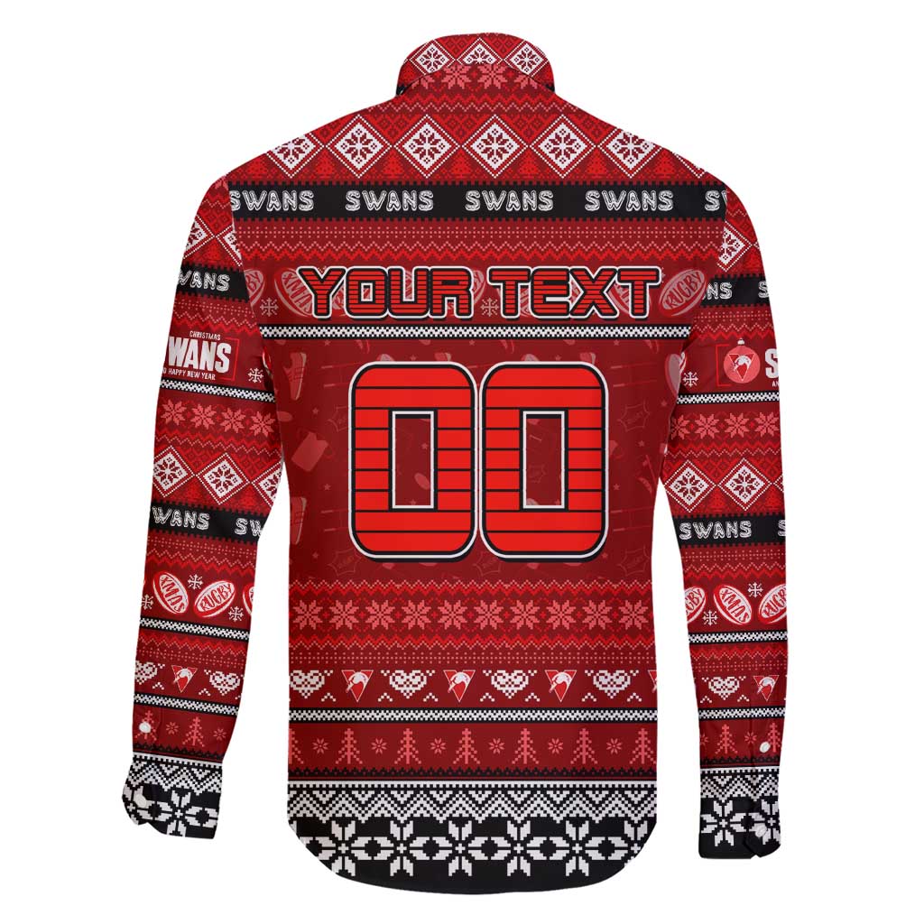 Personalized Swans Rugby Xmas Family Matching Short Sleeve Bodycon Dress and Hawaiian Shirt Australia AFL Mascot