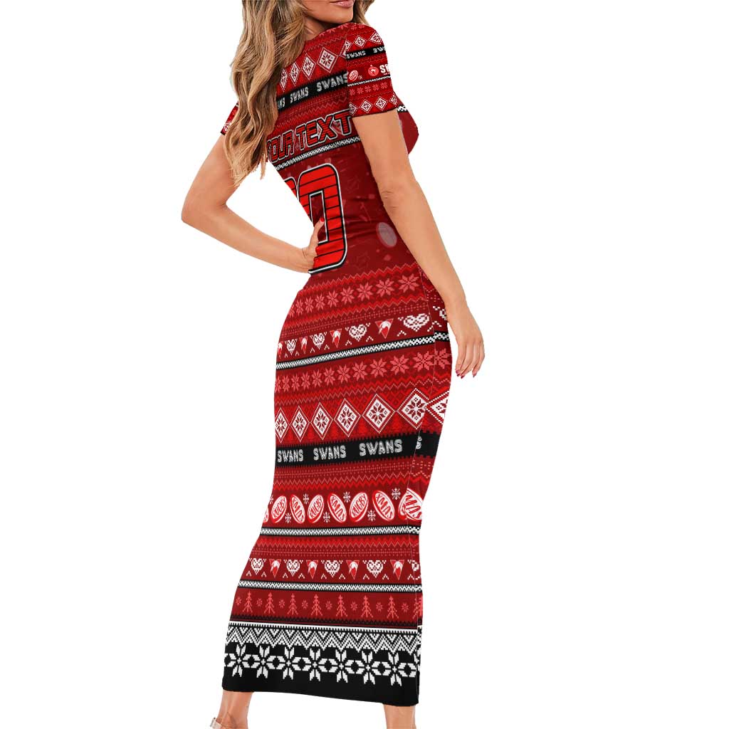 Personalized Swans Rugby Xmas Family Matching Short Sleeve Bodycon Dress and Hawaiian Shirt Australia AFL Mascot